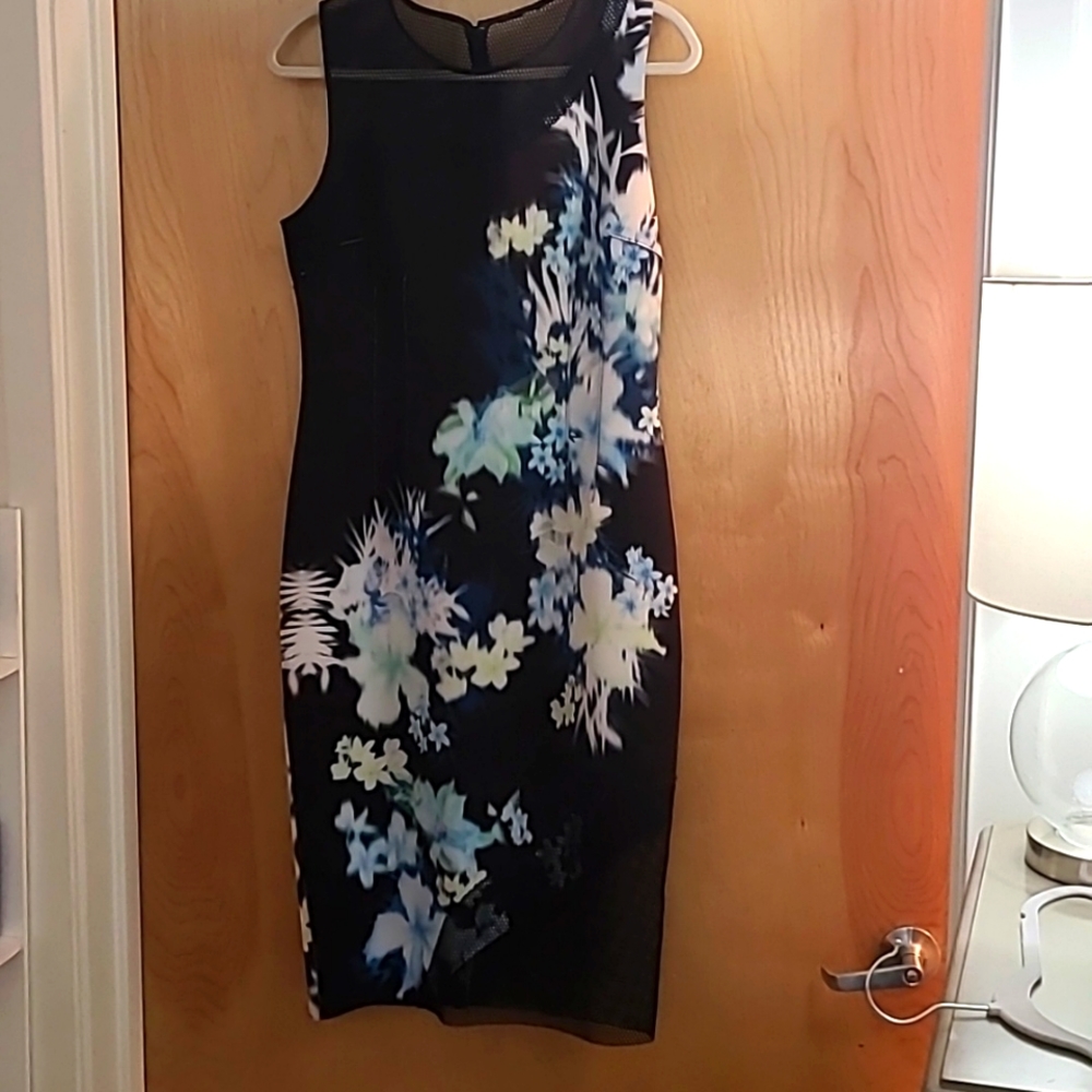 Black Floral Dress with Fishnet details